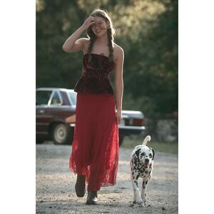 Anthropologie The Somerset Strapless Blouse Purple Floral SZ LG NWT Whimsy Goth